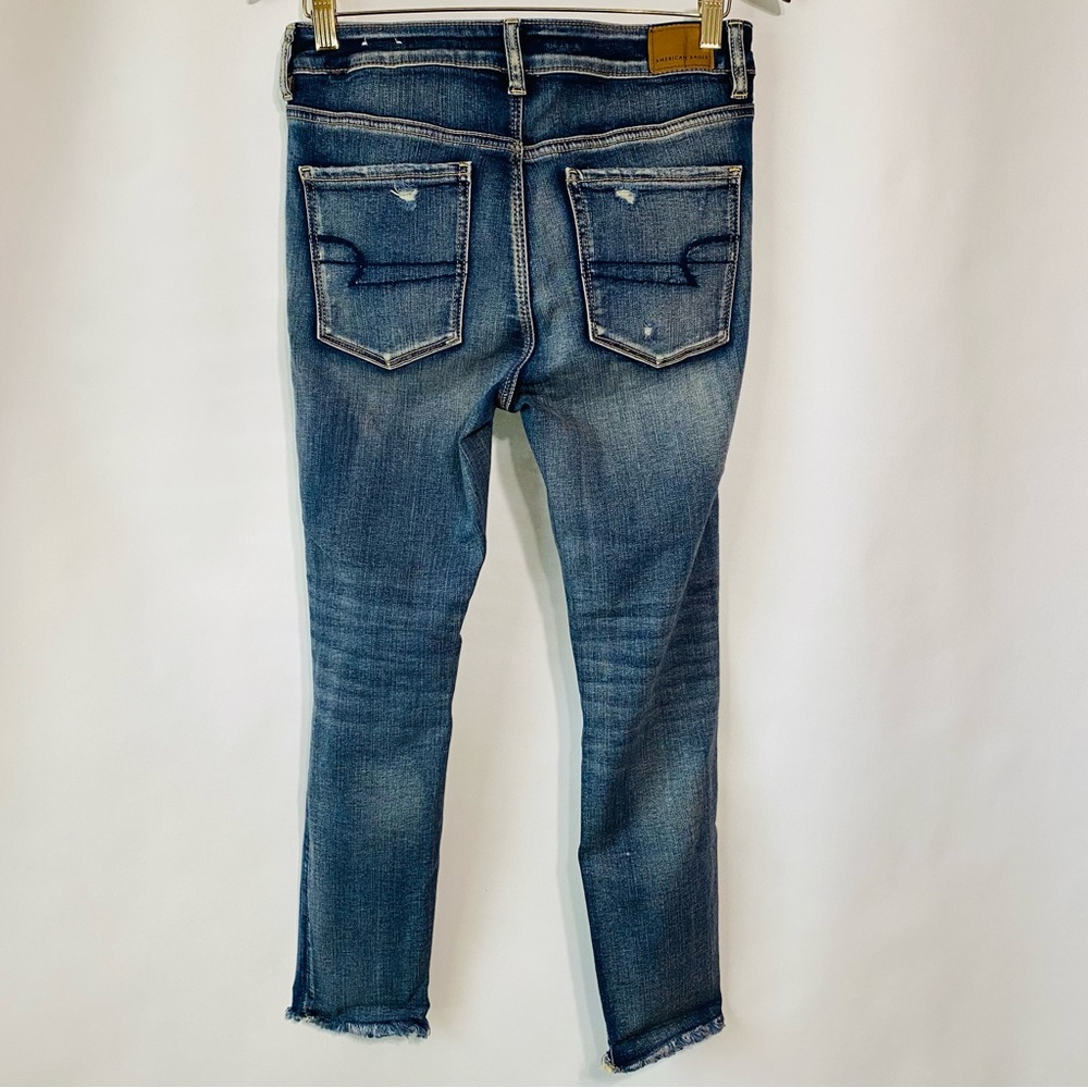 American Eagle Womens Medium Blue Washed Hi Rise Jegging Crop Jeans Size 10 - Picture 6 of 7